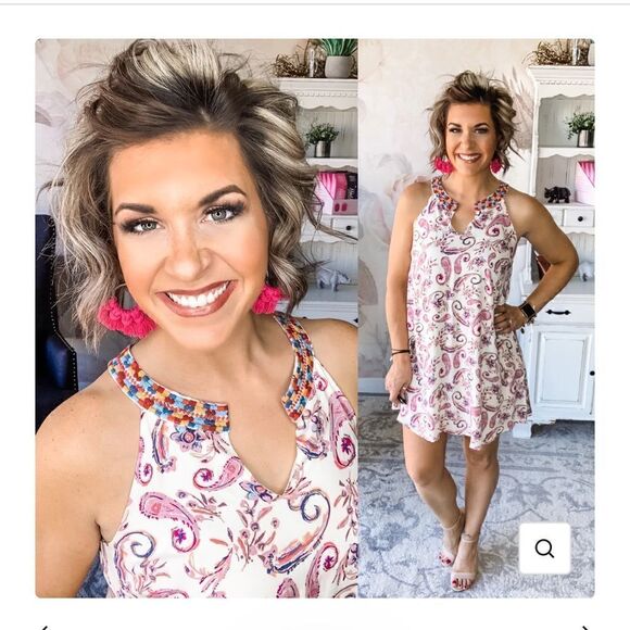 Savannah Jane Sticking Together Paisley Dress Size M - Picture 3 of 14